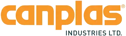 Logo for Canplas Industries Ltd. The word "canplas" appears in bold, orange, lowercase letters above "INDUSTRIES LTD." in smaller, gray uppercase letters—ideal for organizations focused on salary benchmarking or employee compensation solutions.