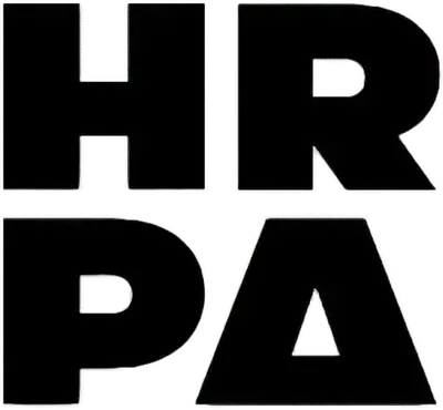 Bold, black uppercase letters spell out "HR" on the top row and "PA" on the bottom row, set against a white background in a simple, blocky font—perfect for themes focused on employee compensation or benefits.